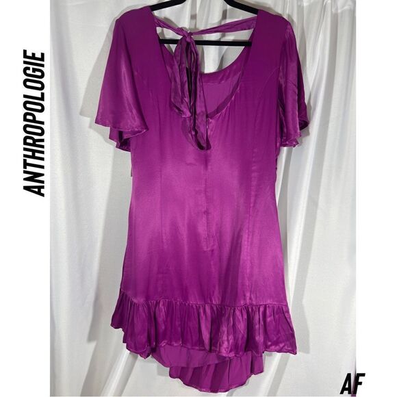 ANTHROPOLOGIE RUFFLED MINI DRESS IN VIOLET NWT SIZE 16 - Picture 6 of 9